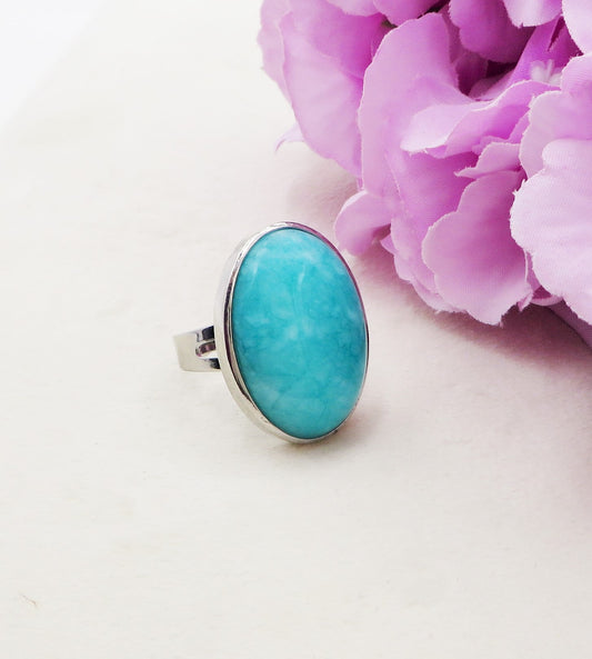 AKASA ~ Anello regolabile in AMAZZONITE naturale