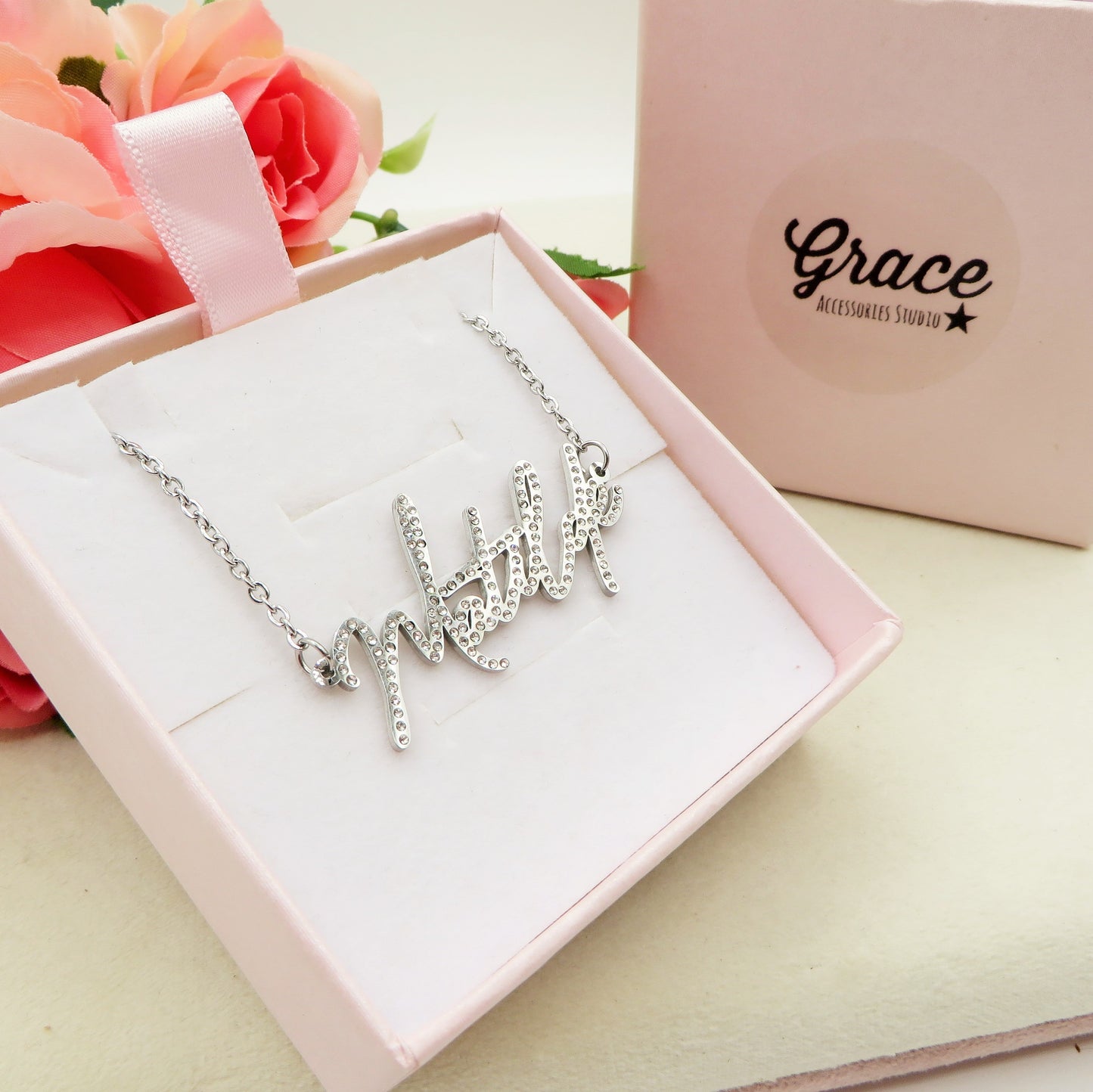Collana BRILLIANT NAME - NOME PERSONALIZZATO in Acciaio Inossidabile con cubic zirconia