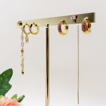 DEGRADE' COLOURS SET - ACCIAIO INOSSIDABILE - 6 Orecchini pendenti in cubic zirconia
