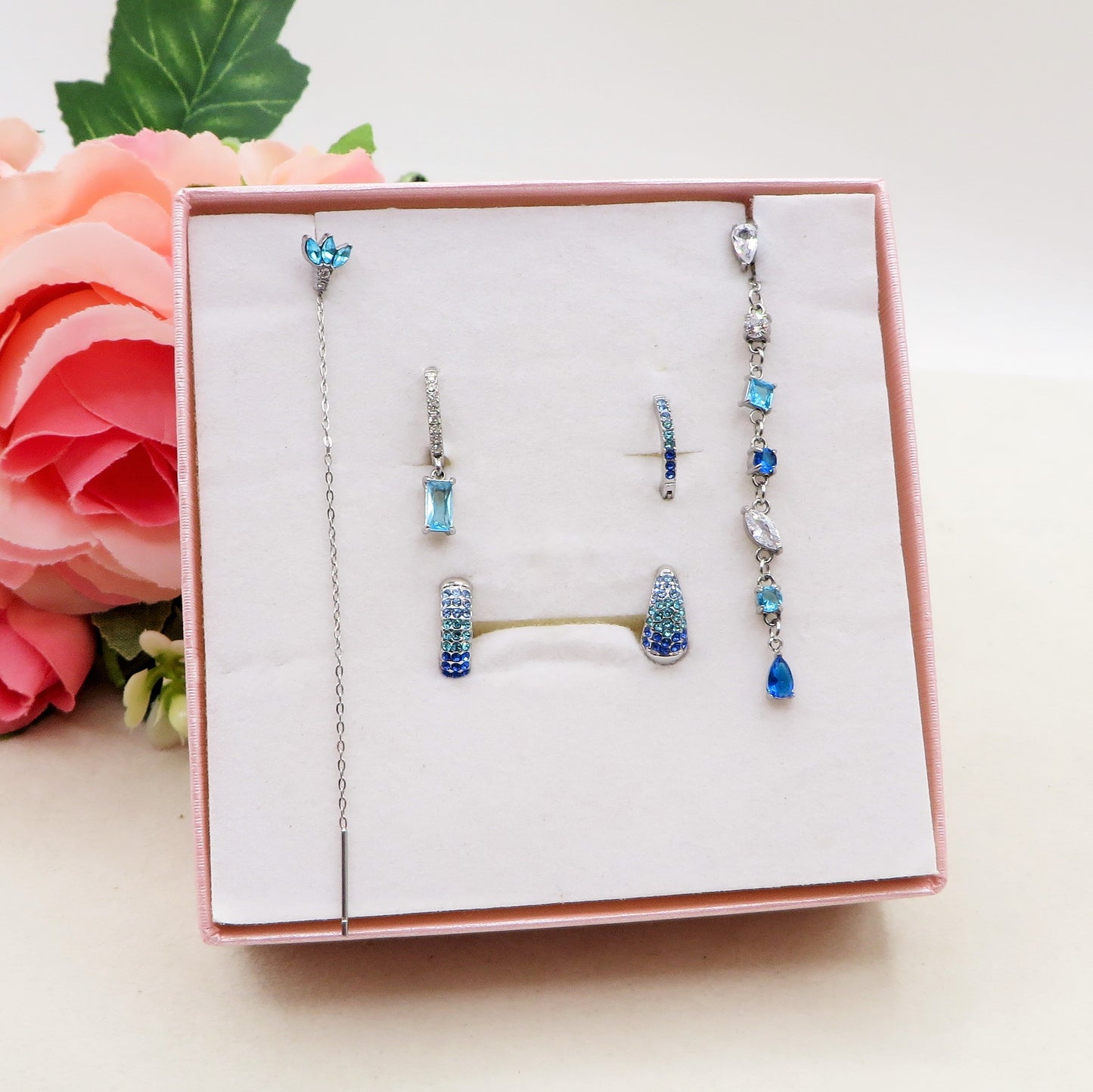 DEGRADE' COLOURS SET - ACCIAIO INOSSIDABILE - 6 Orecchini pendenti in cubic zirconia