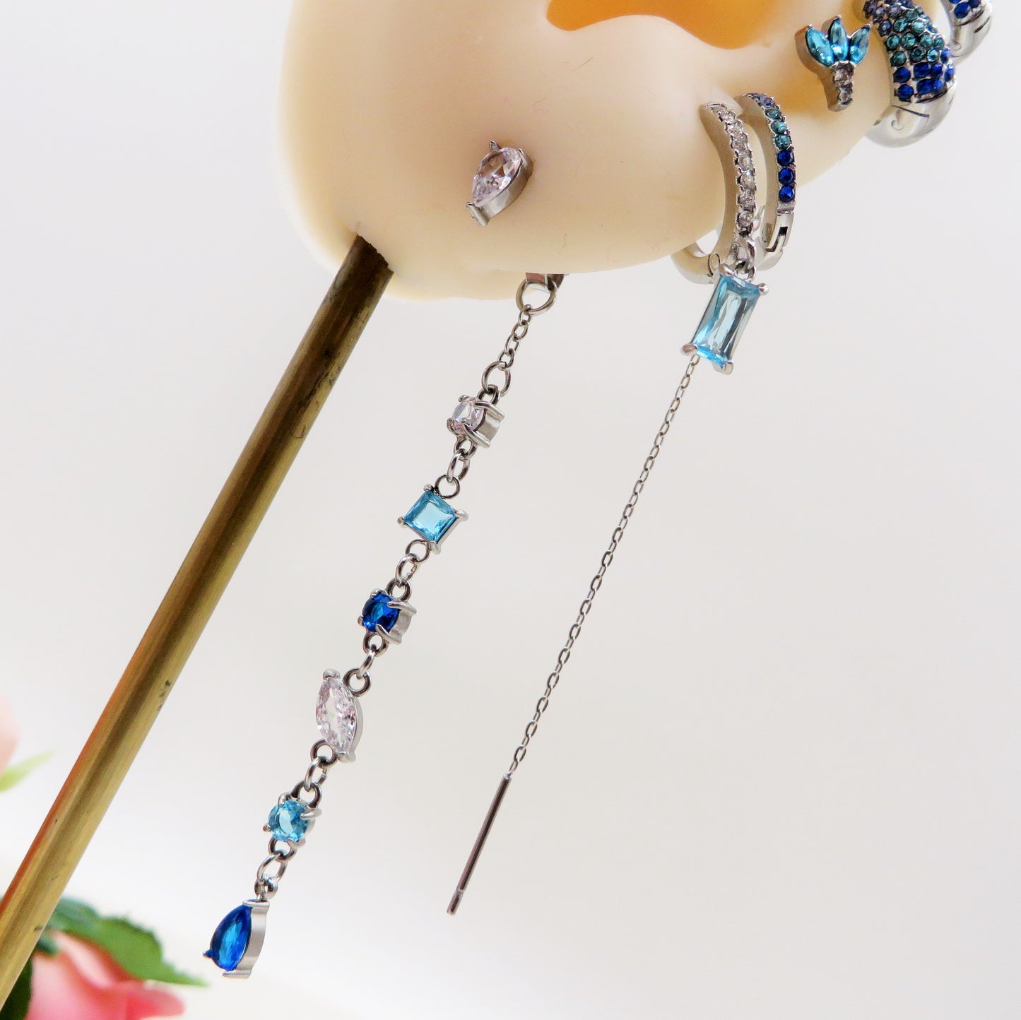 DEGRADE' COLOURS SET - ACCIAIO INOSSIDABILE - 6 Orecchini pendenti in cubic zirconia