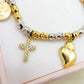 Lumière LUCKY - Bracciale con cuore sacro, corno, croce, madonnanina  IN ACCIAIO INOSSIDABILE + cubic zirconia