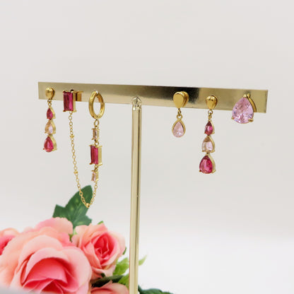 ROSHANA SET - ACCIAIO INOSSIDABILE - 6 Orecchini pendenti in cubic zirconia