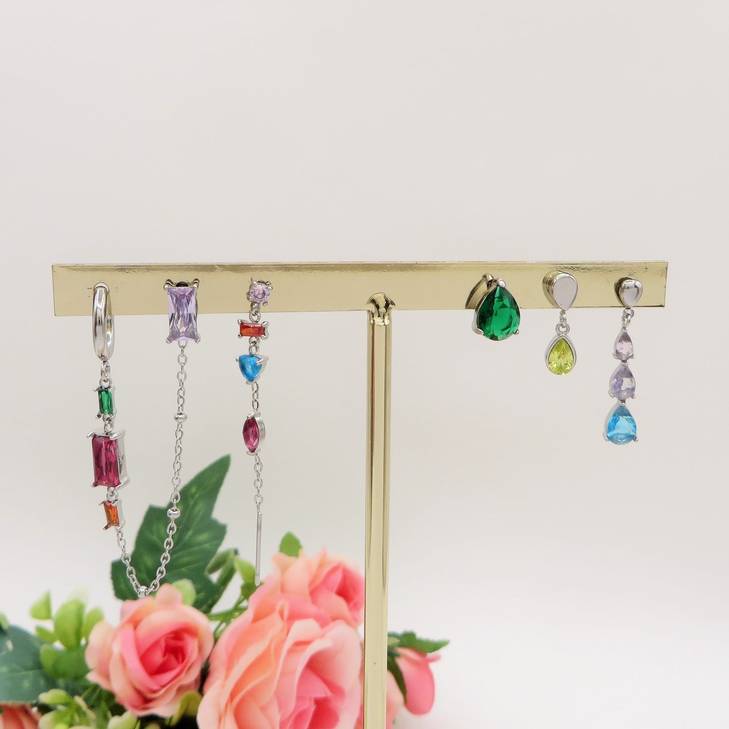 ROSHANA SET - ACCIAIO INOSSIDABILE - 6 Orecchini pendenti in cubic zirconia