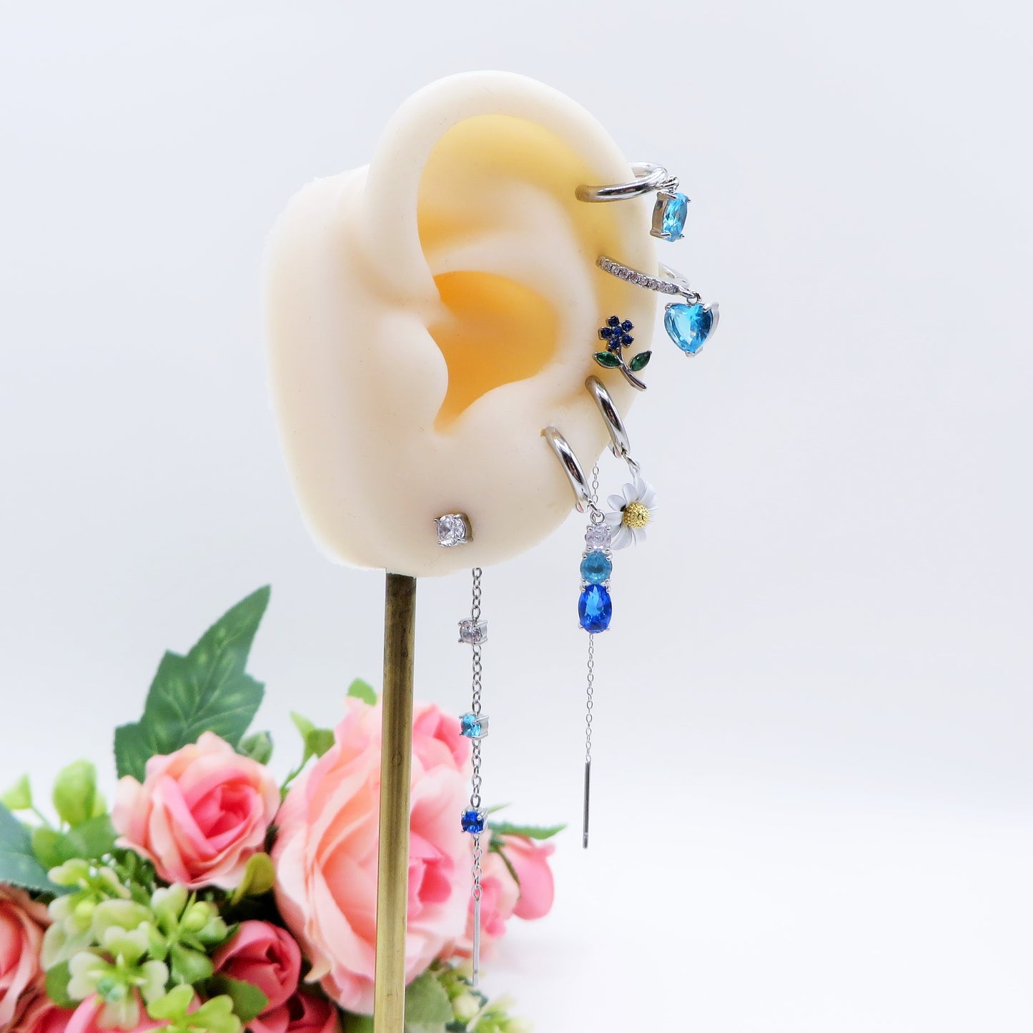 FAIRY DAISY Set 6 orecchini - ACCIAIO INOSSIDABILE - 6 Orecchini, hoops e saliscendi con cubic zirconia