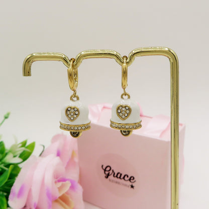 TINKERBELL RAINBOW ACCIAIO INOSSIDABILE ~ Orecchini mini cerchi a campanella con cubic zirconia in ACCIAIO INOSSIDABILE