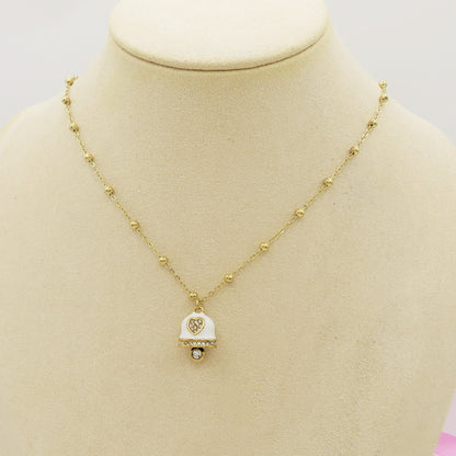 TINKERBELL RAINBOW - ACCIAIO INOSSIDABILE- Collana con pendente campanella smaltata + Catenina rosario