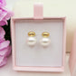 AMY bottone pearls - ACCIAIO INOSSIDABILE ~ Orecchini bottone perla + acciaio