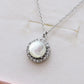 ELARA ~ ARGENTO 925 ~ Collana con solitario in madreperla naturale opale + cubic zirconia AAA