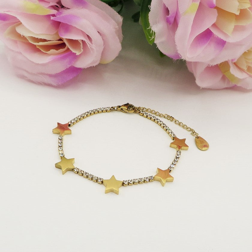 ASTRA ~ ACCIAIO INOSSIDABILE - Bracciale tennis in cubic zirconia con stelline