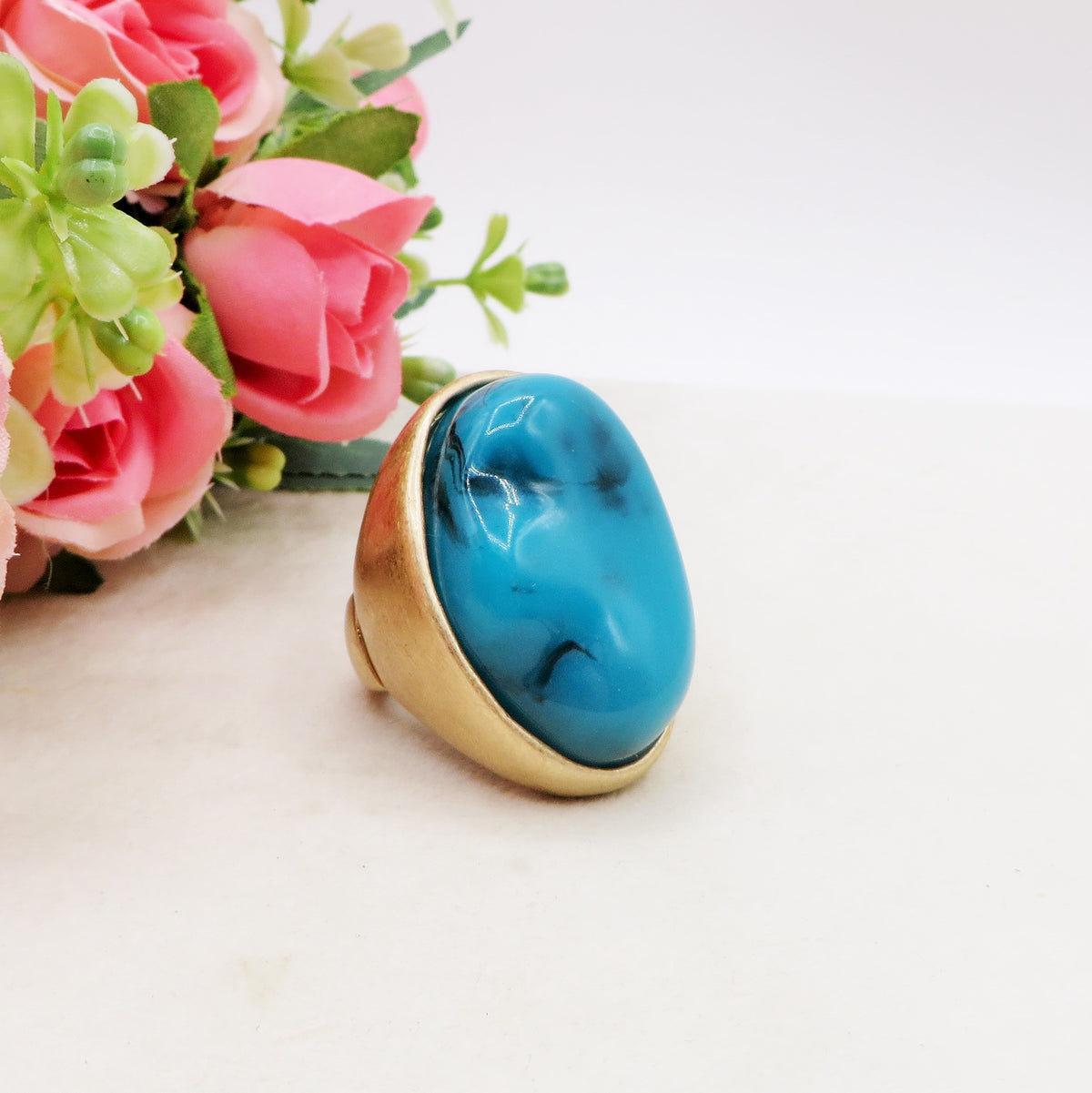 AKASA ~ Anello regolabile in AMAZZONITE naturale