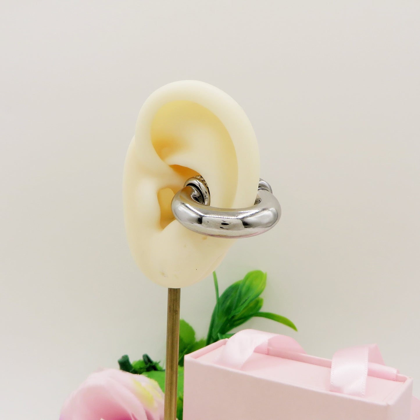 OLIVIA Chunky EARCUFF & Hoop 2 in 1 ~ ACCIAIO Inossidabile orecchino con e Senza buco