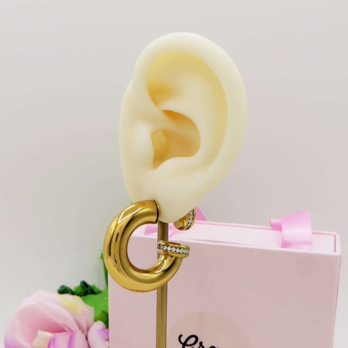 OLIVIA Chunky EARCUFF & Hoop 2 in 1 ~ ACCIAIO Inossidabile orecchino con e Senza buco