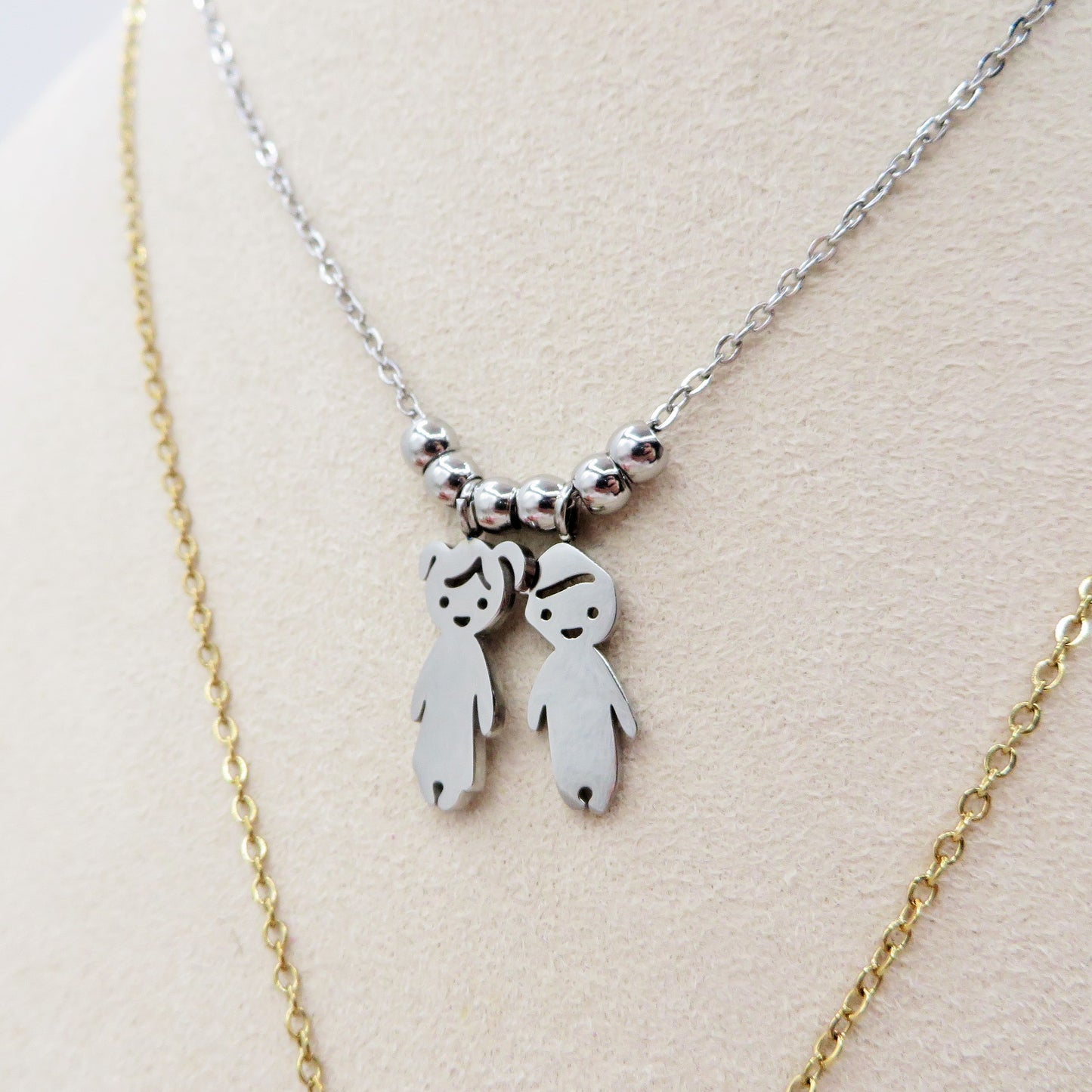 BABY ~ ACCIAIO inossidabile - Collana ciondoli bimbi / bimbe con incisione PERSONALIZZATA