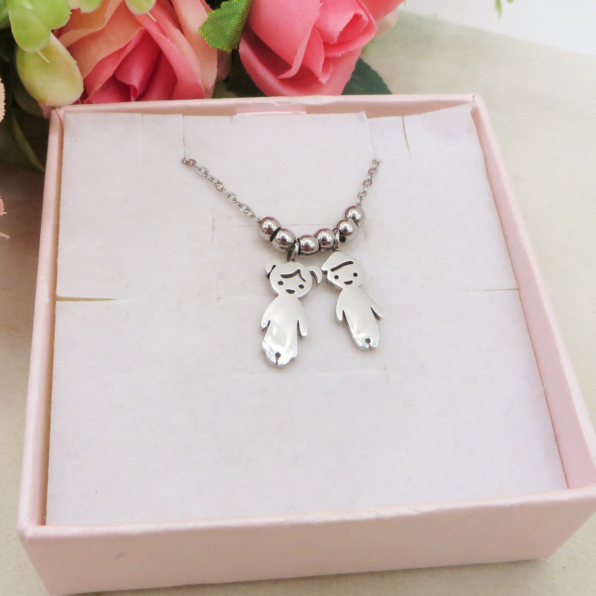 BABY ~ ACCIAIO inossidabile - Collana ciondoli bimbi / bimbe con incisione PERSONALIZZATA