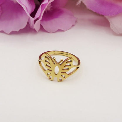 EUTHALIA ~ Anello regolabile Farfalla in ACCIAIO INOSSIDABILE