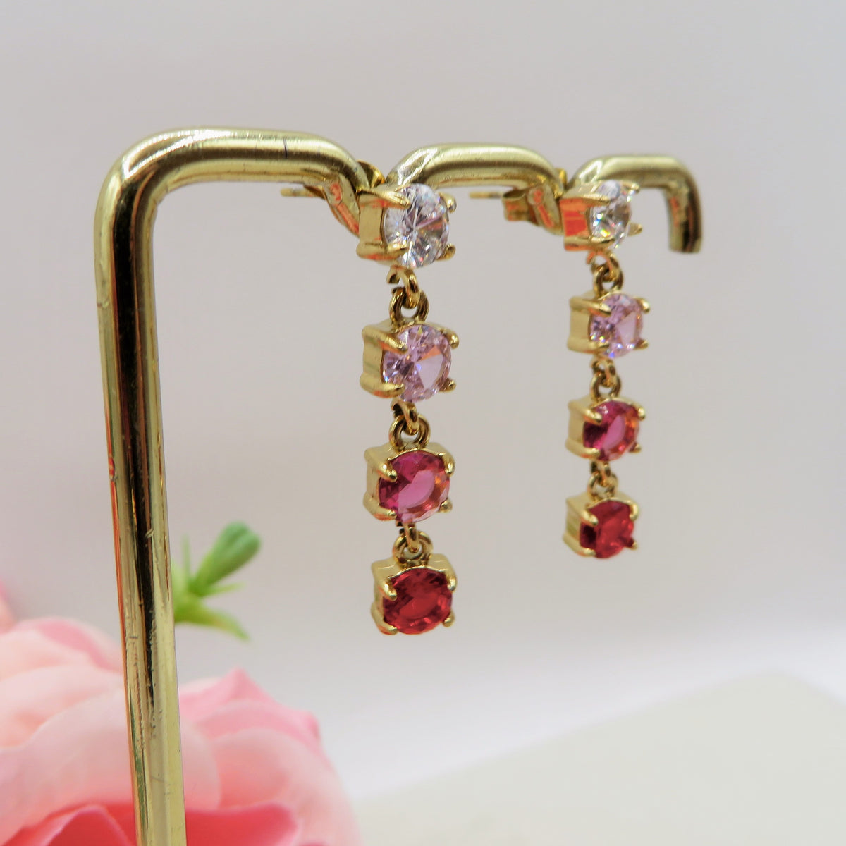 MURYEL Orecchini pendenti - ACCIAIO INOSSIDABILE ~ Orecchini pendenti tennis con cubic zirconia