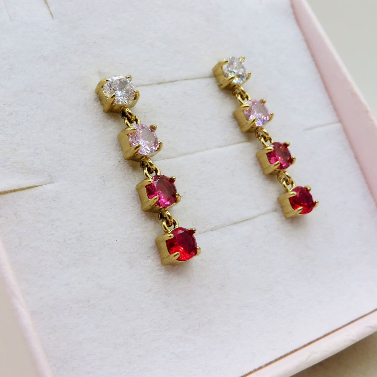 MURYEL Orecchini pendenti - ACCIAIO INOSSIDABILE ~ Orecchini pendenti tennis con cubic zirconia