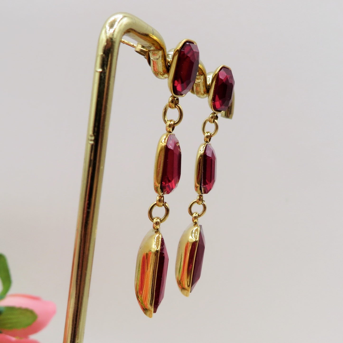 MARGOT DOUBLE SQUARE ~ ACCIAIO INOSSIDABILE ~ Orecchini pendenti con pietre sfaccettate