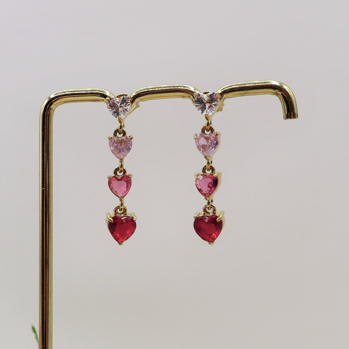 CHERIE DEGRADE' PENDENTI - acciaio inossidabile- Orecchini pendenti in cubic zirconia a forma di cuore