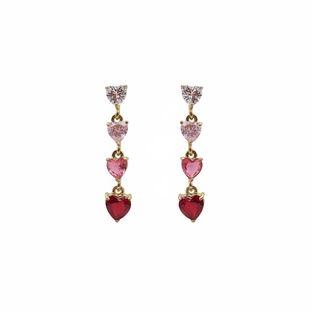 CHERIE DEGRADE' PENDENTI - acciaio inossidabile- Orecchini pendenti in cubic zirconia a forma di cuore