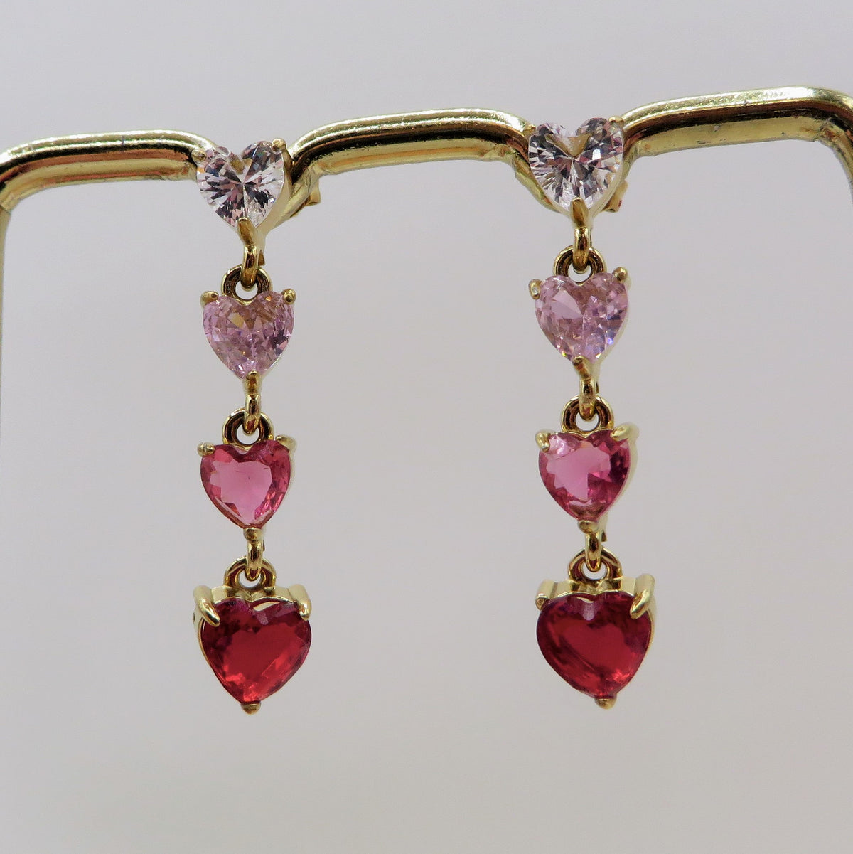 CHERIE DEGRADE' PENDENTI - acciaio inossidabile- Orecchini pendenti in cubic zirconia a forma di cuore