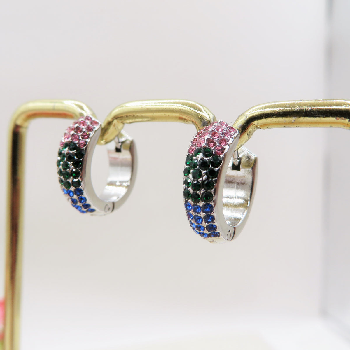 DEGRADE' COLOURS HOOPS - ACCIAIO INOSSIDABILE - OrecchinI a cerchio in cubic zirconia