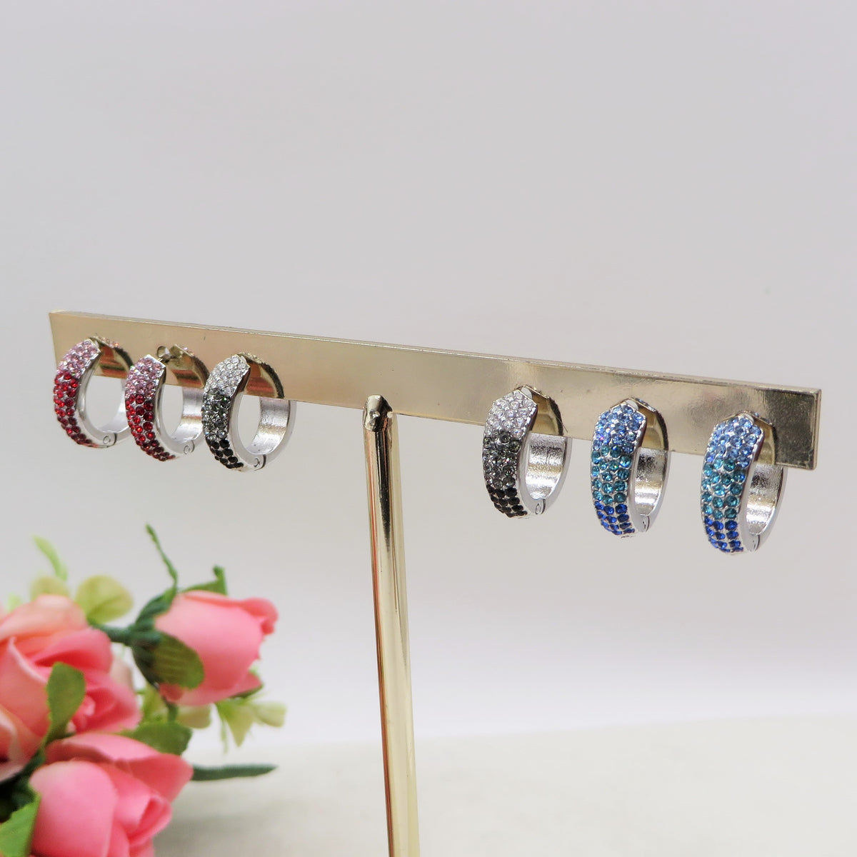 DEGRADE' COLOURS HOOPS - ACCIAIO INOSSIDABILE - OrecchinI a cerchio in cubic zirconia