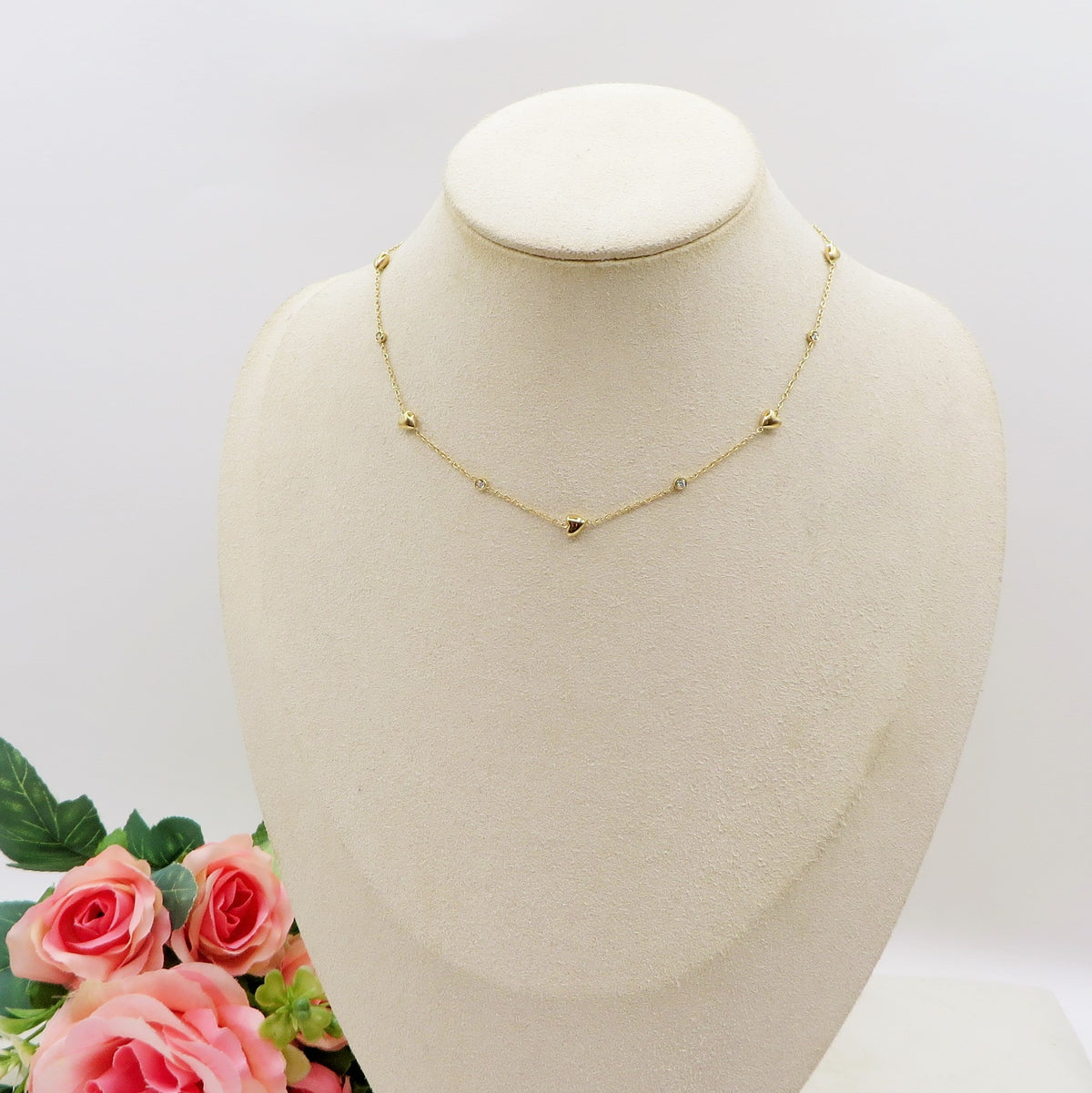 LOVELY ~ ARGENTO 925 ~ Collana con cuoricini bombè + cubic zirconia AAA