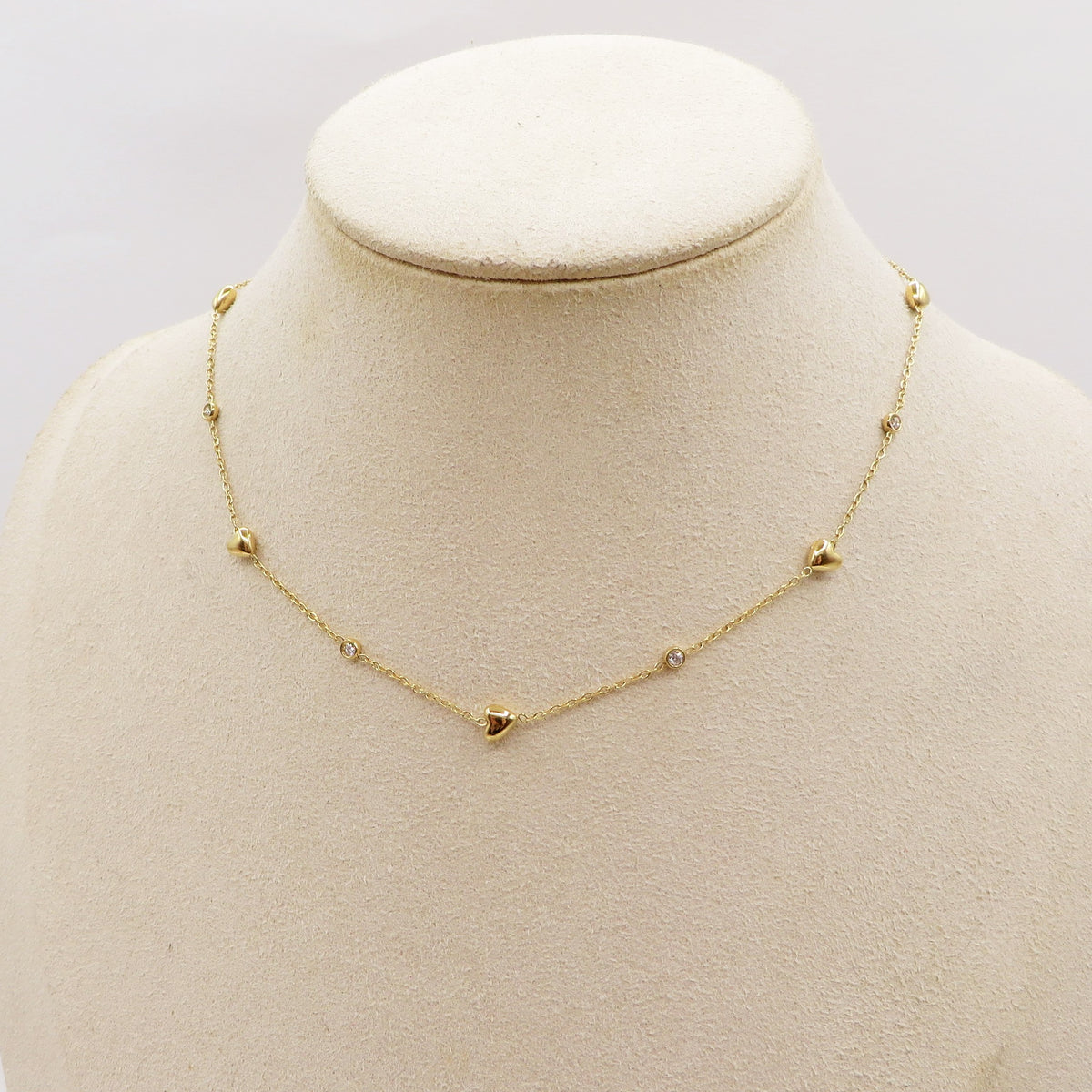 LOVELY ~ ARGENTO 925 ~ Collana con cuoricini bombè + cubic zirconia AAA