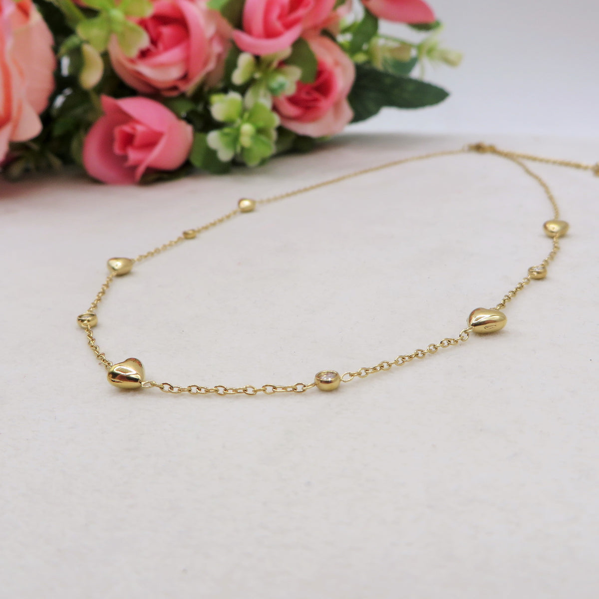 LOVELY ~ ARGENTO 925 ~ Collana con cuoricini bombè + cubic zirconia AAA
