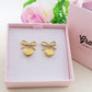 BOW LOVE 🎀 Mini Pendenti ~ paio orecchini ACCIAIO INOSSIDABILE cuore + fiocco bombè