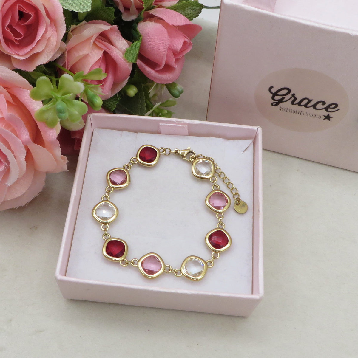 SABRINA Bracciale con cubic zirconia colori degradè IN ACCIAIO INOSSIDABILE