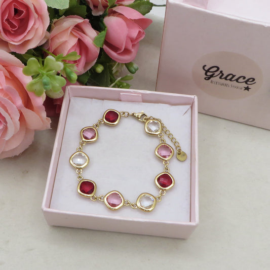 SABRINA Bracciale con cubic zirconia colori degradè IN ACCIAIO INOSSIDABILE