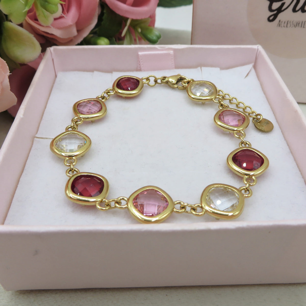 SABRINA Bracciale con cubic zirconia colori degradè IN ACCIAIO INOSSIDABILE