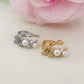 AMARYLLIS PEARLS EARCUFF ~ ACCIAIO Inossidabile orecchino Senza buco con fiori, perle e cubic zirconia