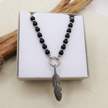 SIOUX - Collana pendente piuma uomo ACCIAIO INOSSIDABILE 316