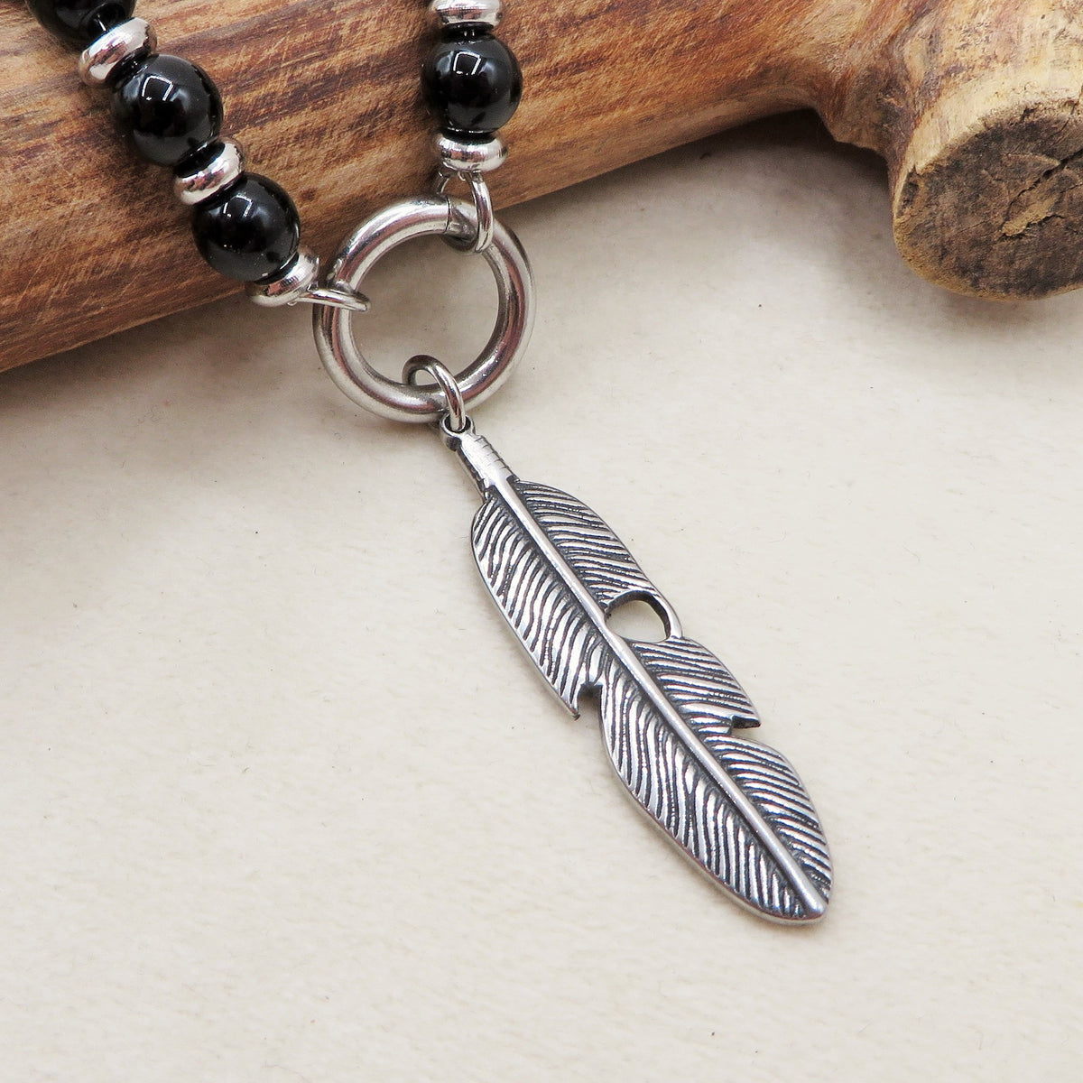 SIOUX - Collana pendente piuma uomo ACCIAIO INOSSIDABILE 316