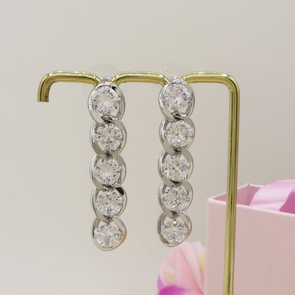 LENA PENDENTI ~ Orecchini in Cubic Zirconia rotondo