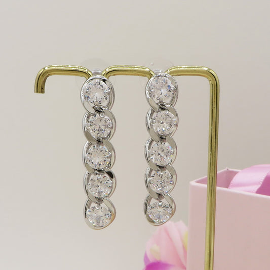 LENA PENDENTI ~ Orecchini in Cubic Zirconia rotondo