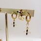 BUTTERFLY Set 6 orecchini BLACK - ACCIAIO INOSSIDABILE - 6 Orecchini pendenti con cubic zirconia