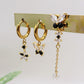 BUTTERFLY Set 6 orecchini BLACK - ACCIAIO INOSSIDABILE - 6 Orecchini pendenti con cubic zirconia