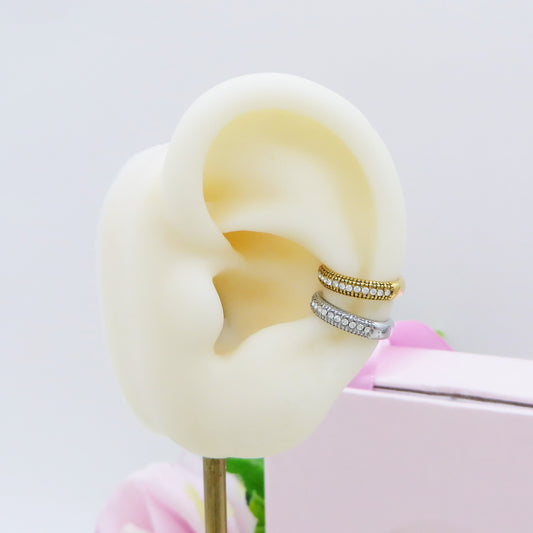 ALIONA EARCUFF ~ ACCIAIO Inossidabile orecchino Senza buco zirconato con cubic zirconia
