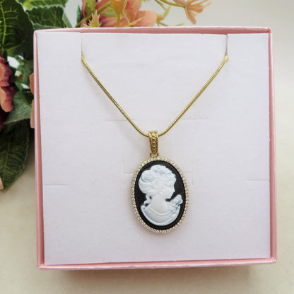 VERSAILLES LUXE Collana Pendente con CAMMEO - ACCIAIO INOSSIDABILE e Cubic Zirconia