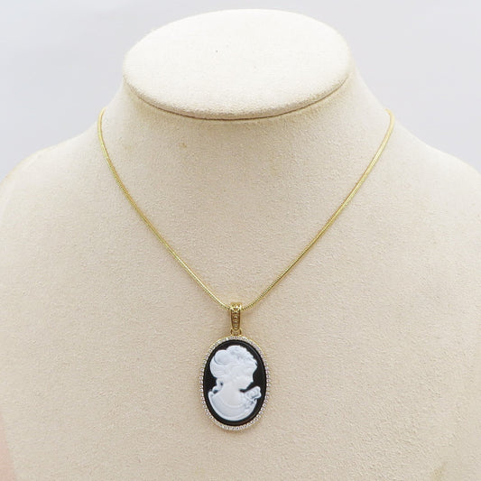 VERSAILLES LUXE Collana Pendente con CAMMEO - ACCIAIO INOSSIDABILE e Cubic Zirconia