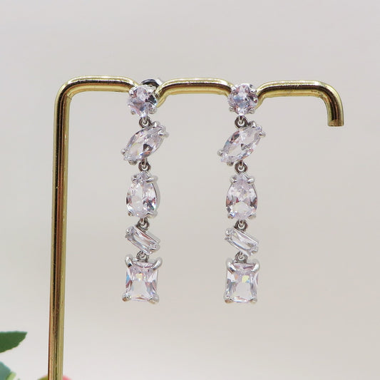 CHARIS PENDENTI 4 PIETRE - acciaio inossidabile- Orecchini pendenti in cubic zirconia