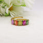 ESME ~ Anello regolabile in ACCIAIO INOSSIDABILE con CUBIC ZIRCONIA rainbow colours