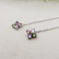 SPRING CLOVER quadrifoglio - ACCIAIO inossidabile ~ Paio Orecchini filo pendenti con cubic zirconia - saliscendi