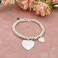 NODINI DOUBLE HEARTS Bagnato Argento ~ ACCIAIO INOSSIDABILE Bracciale con pendenti cuore