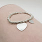 NODINI DOUBLE HEARTS Bagnato Argento ~ ACCIAIO INOSSIDABILE Bracciale con pendenti cuore